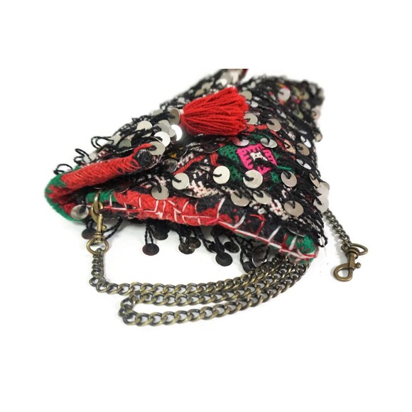 Moroccan Vintage Kilim Bag: Handmade Sequins Crossbody Purse - Picture 4 of 9